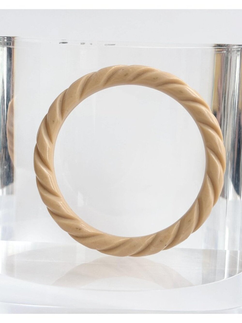 Twisted Cream Bakelite Classic 80's Vintage Bangle Bracelet